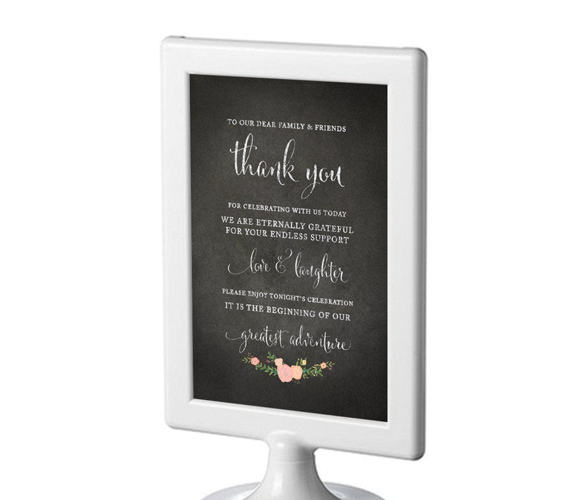 Framed Chalkboard & Floral Roses Wedding Party Signs-Set of 1-Andaz Press-Mr. & Mrs.-
