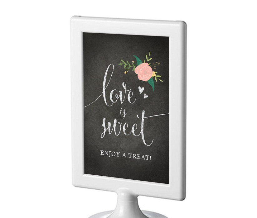 Framed Chalkboard & Floral Roses Wedding Party Signs-Set of 1-Andaz Press-Mr. & Mrs.-