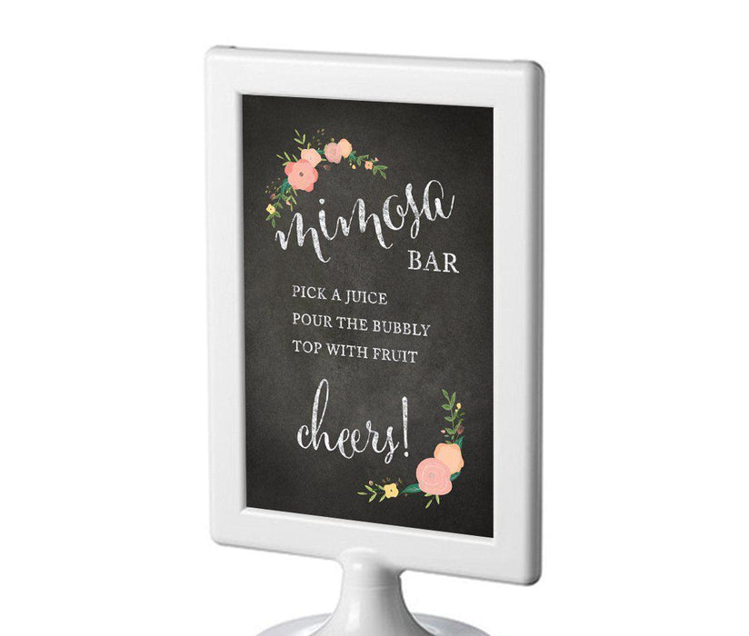 Framed Chalkboard & Floral Roses Wedding Party Signs-Set of 1-Andaz Press-Mr. & Mrs.-