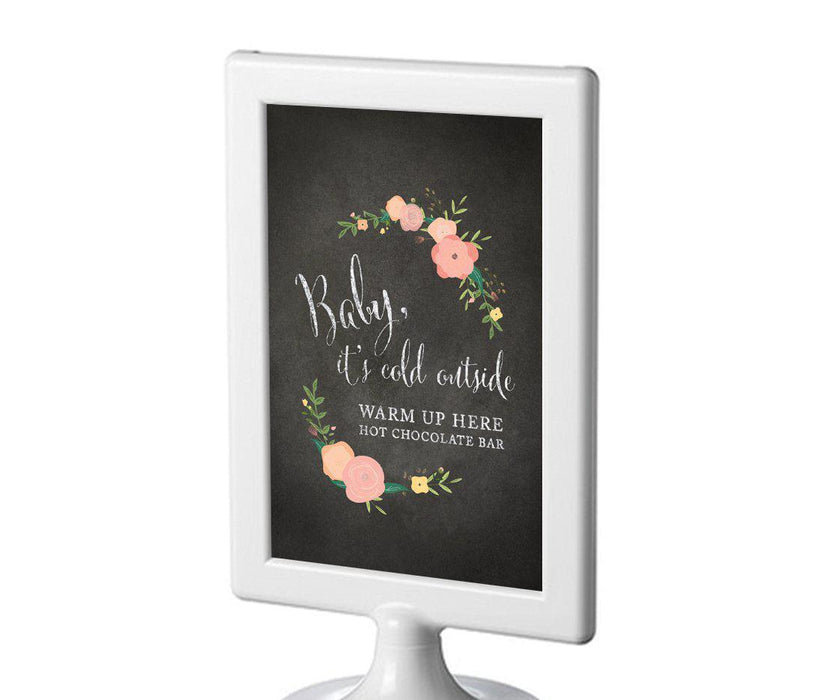 Framed Chalkboard & Floral Roses Wedding Party Signs-Set of 1-Andaz Press-Mr. & Mrs.-