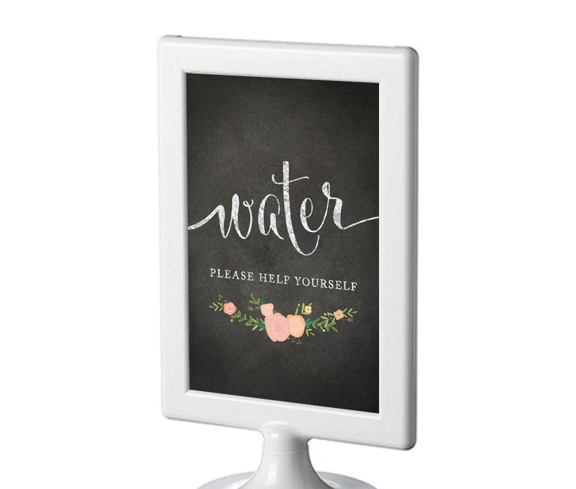 Framed Chalkboard & Floral Roses Wedding Party Signs-Set of 1-Andaz Press-Mr. & Mrs.-