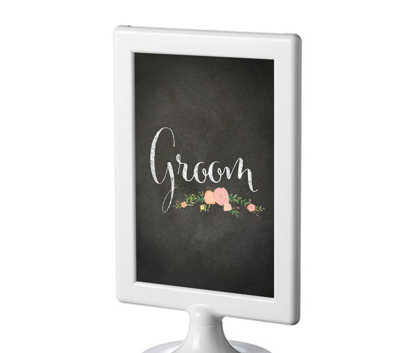Framed Chalkboard & Floral Roses Wedding Party Signs-Set of 1-Andaz Press-Mr. & Mrs.-