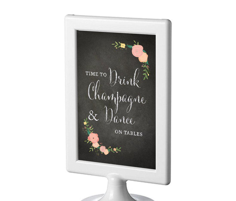 Framed Chalkboard & Floral Roses Wedding Party Signs-Set of 1-Andaz Press-Mr. & Mrs.-