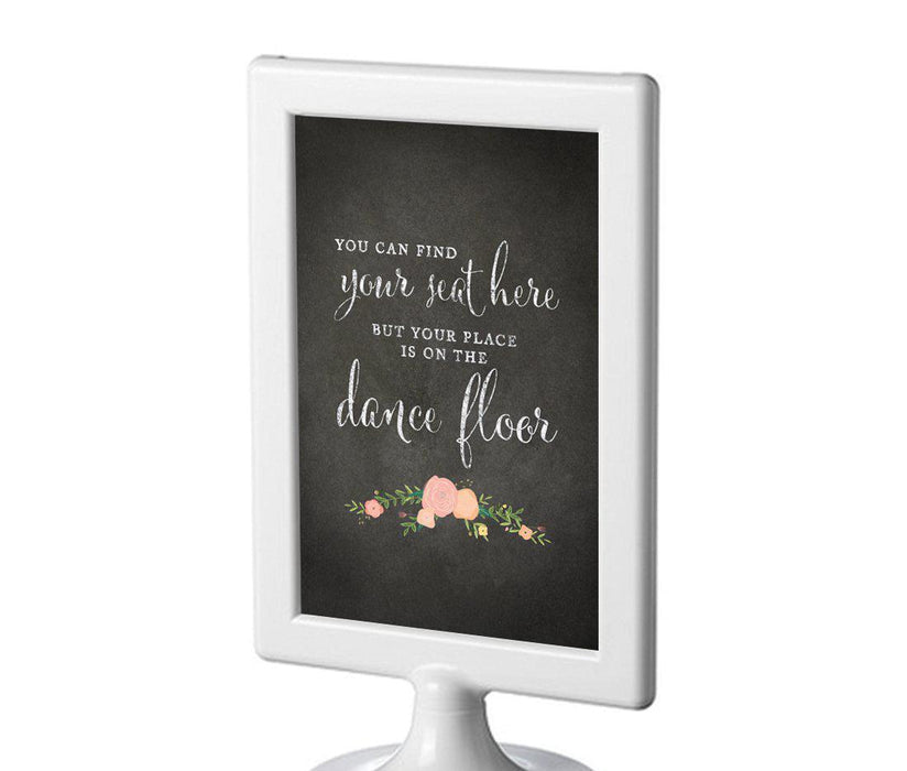 Framed Chalkboard & Floral Roses Wedding Party Signs-Set of 1-Andaz Press-Mr. & Mrs.-