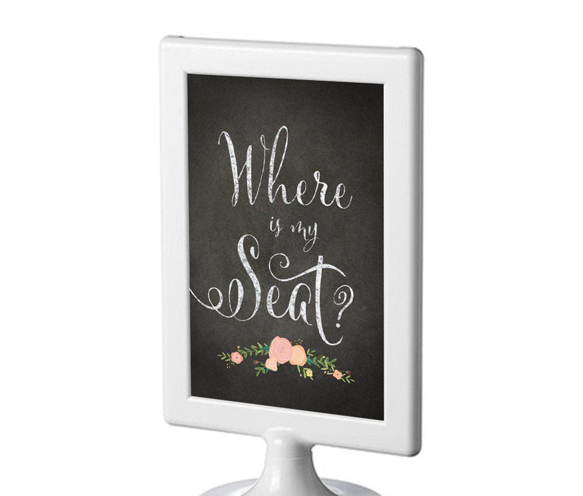 Framed Chalkboard & Floral Roses Wedding Party Signs-Set of 1-Andaz Press-Mr. & Mrs.-