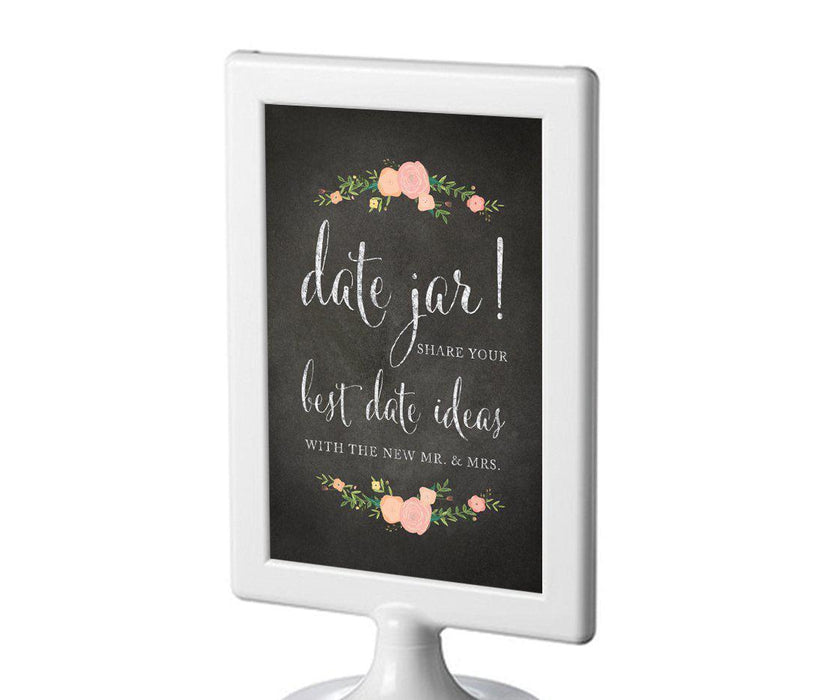 Framed Chalkboard & Floral Roses Wedding Party Signs-Set of 1-Andaz Press-Mr. & Mrs.-