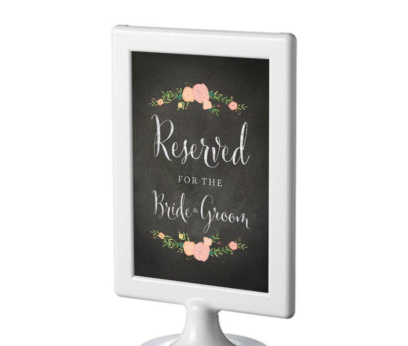 Framed Chalkboard & Floral Roses Wedding Party Signs-Set of 1-Andaz Press-Mr. & Mrs.-