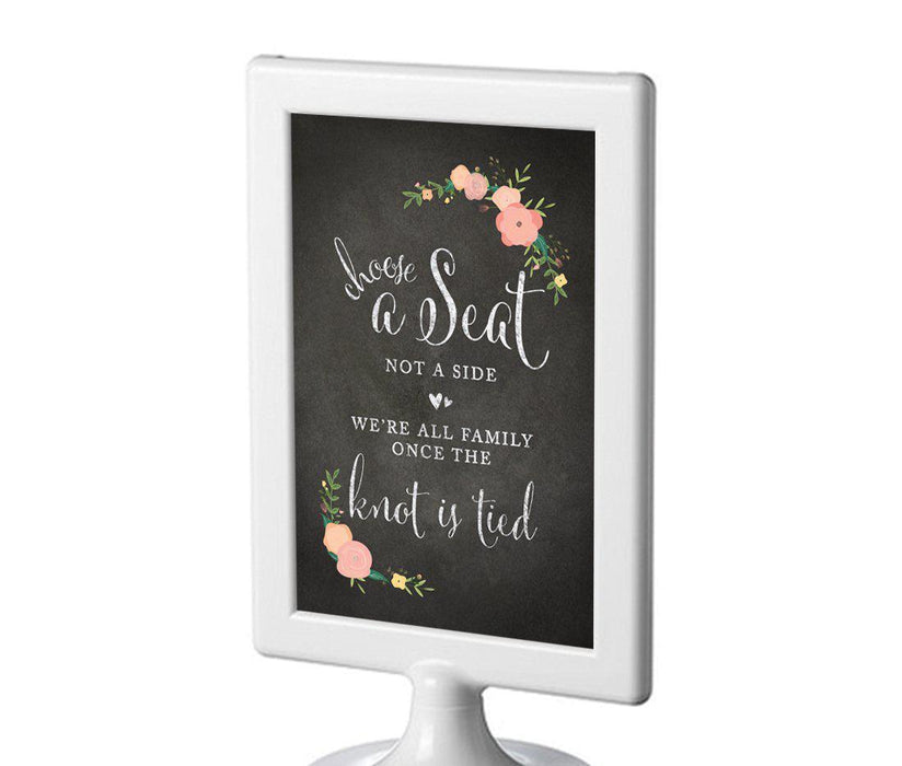 Framed Chalkboard & Floral Roses Wedding Party Signs-Set of 1-Andaz Press-Mr. & Mrs.-