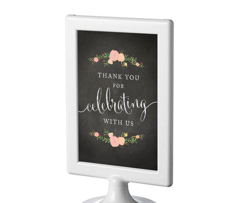 Framed Chalkboard & Floral Roses Wedding Party Signs-Set of 1-Andaz Press-Mr. & Mrs.-