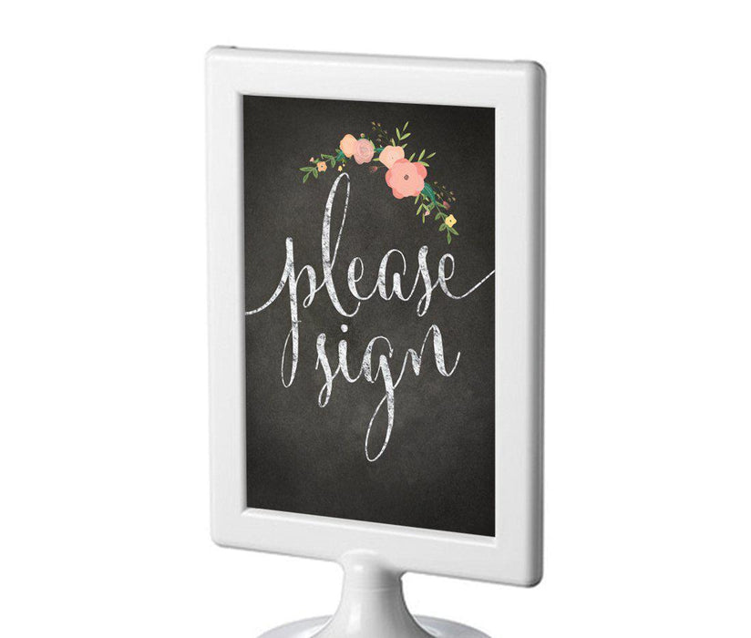 Framed Chalkboard & Floral Roses Wedding Party Signs-Set of 1-Andaz Press-Mr. & Mrs.-