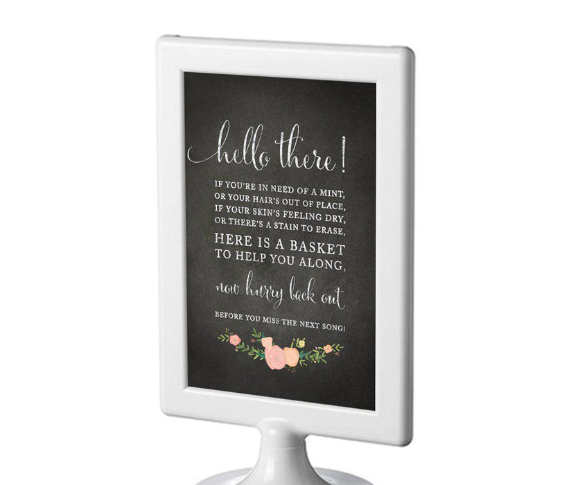 Framed Chalkboard & Floral Roses Wedding Party Signs-Set of 1-Andaz Press-Bathroom Basket-