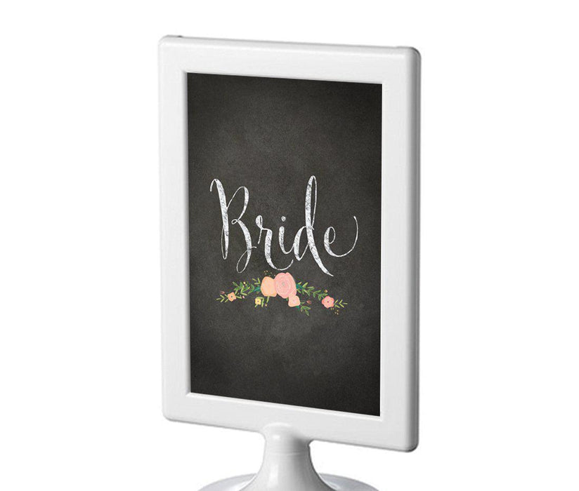 Framed Chalkboard & Floral Roses Wedding Party Signs-Set of 1-Andaz Press-Bride-