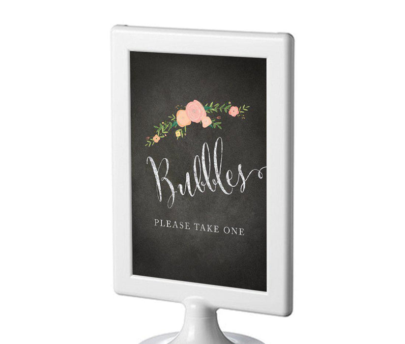 Framed Chalkboard & Floral Roses Wedding Party Signs-Set of 1-Andaz Press-Bubbles - Please Take One-