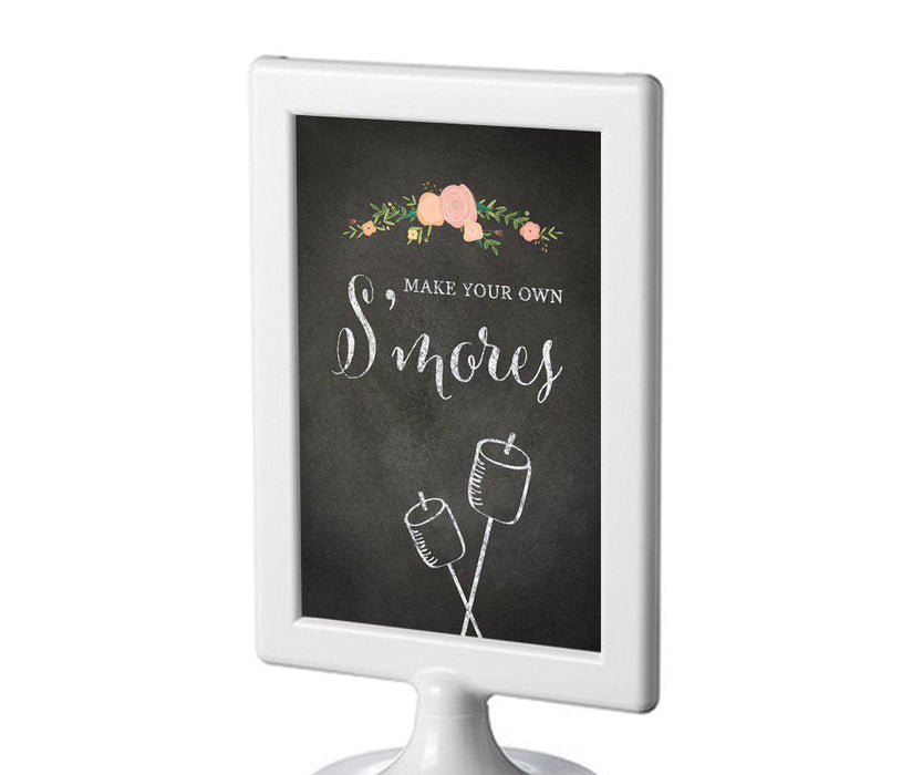 Framed Chalkboard & Floral Roses Wedding Party Signs-Set of 1-Andaz Press-Build Your Own S'mores-