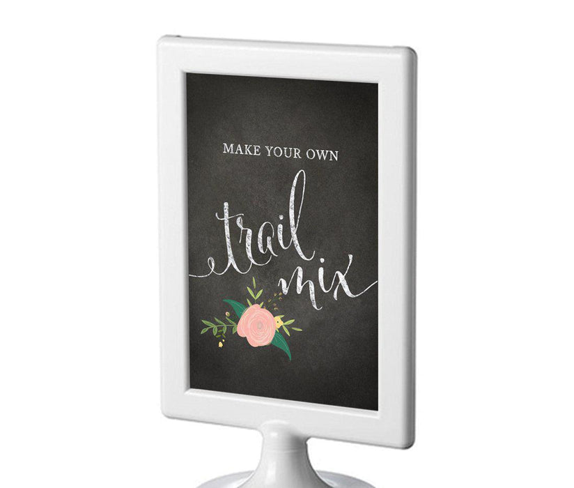Framed Chalkboard & Floral Roses Wedding Party Signs-Set of 1-Andaz Press-Build Your Own Trail Mix-