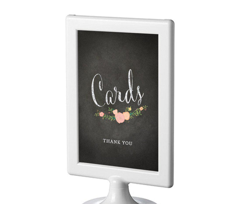 Framed Chalkboard & Floral Roses Wedding Party Signs-Set of 1-Andaz Press-Cards Thank You-
