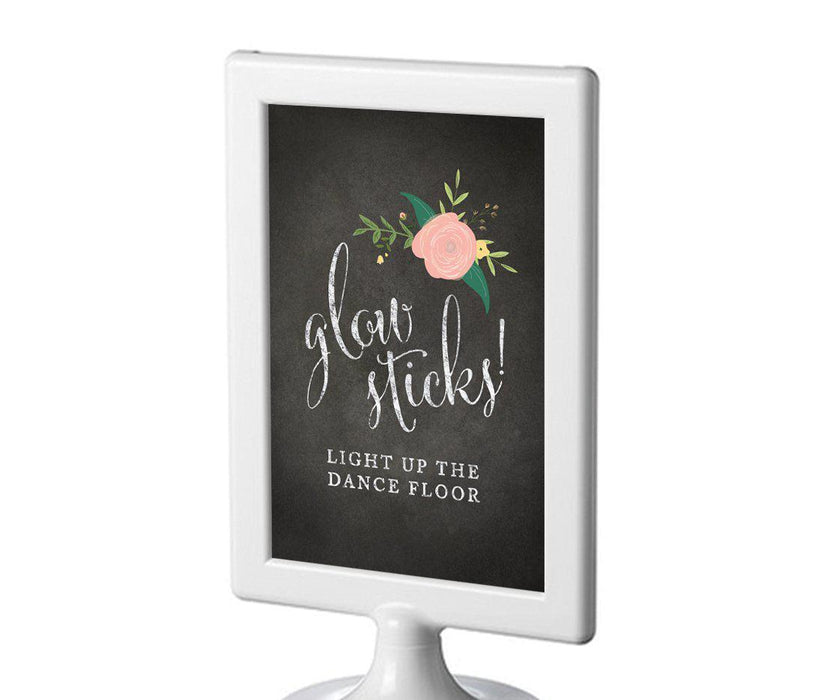 Framed Chalkboard & Floral Roses Wedding Party Signs-Set of 1-Andaz Press-Glow Sticks, Light Up The Dance Floor-