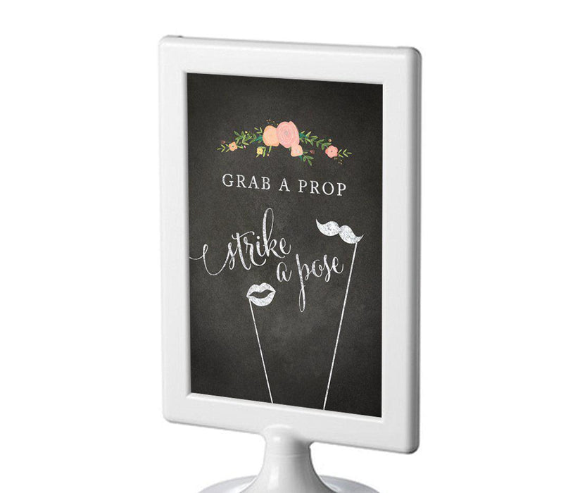 Framed Chalkboard & Floral Roses Wedding Party Signs-Set of 1-Andaz Press-Grab A Prop & Strike A Pose-