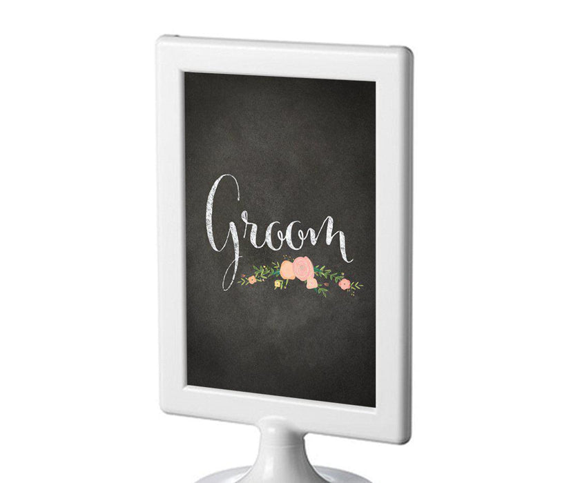 Framed Chalkboard & Floral Roses Wedding Party Signs-Set of 1-Andaz Press-Groom-
