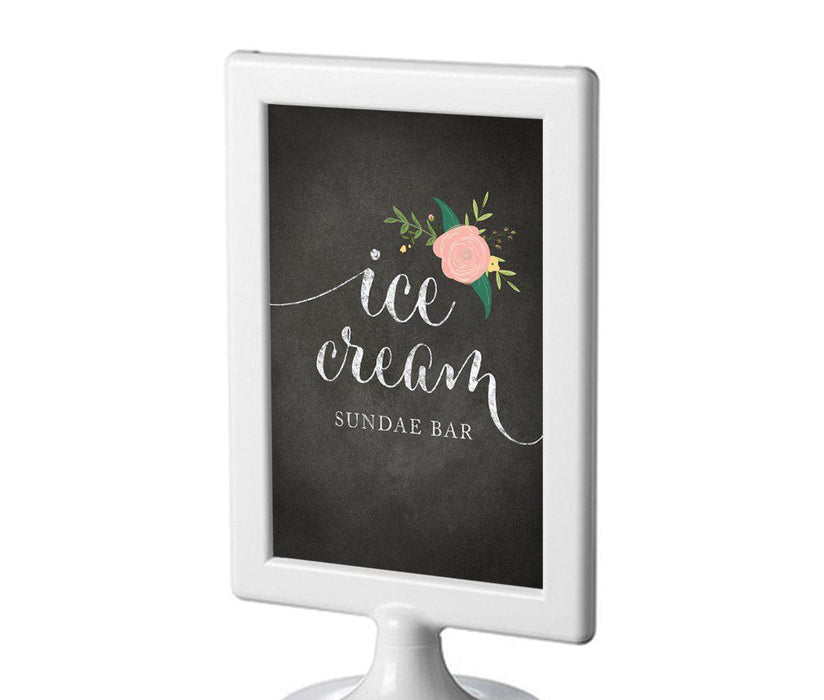 Framed Chalkboard & Floral Roses Wedding Party Signs-Set of 1-Andaz Press-Ice Cream Sundae Bar-