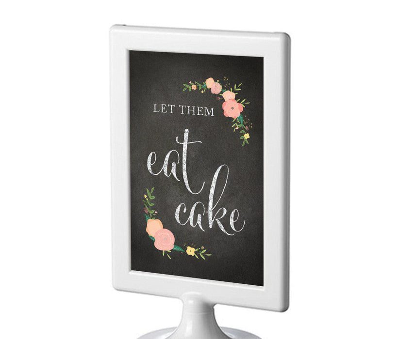 Framed Chalkboard & Floral Roses Wedding Party Signs-Set of 1-Andaz Press-Let Them Eat Cake-