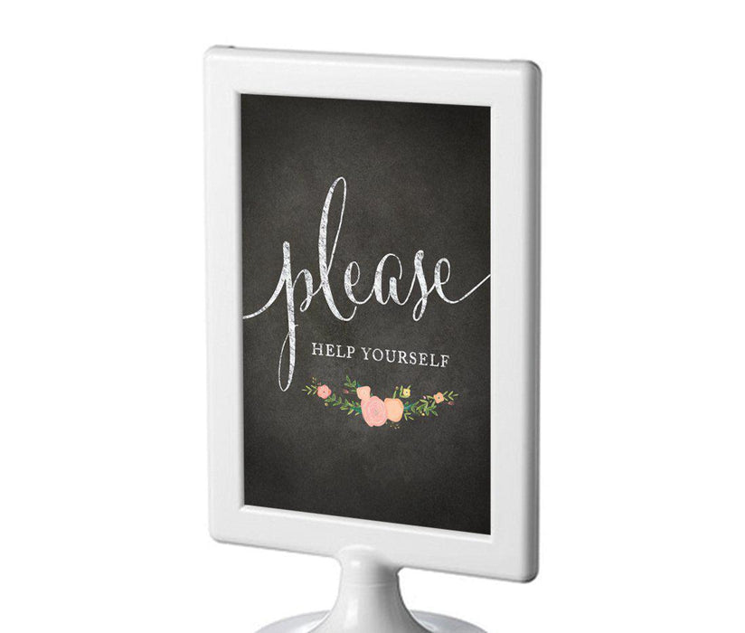 Framed Chalkboard & Floral Roses Wedding Party Signs-Set of 1-Andaz Press-Please Help Yourself-