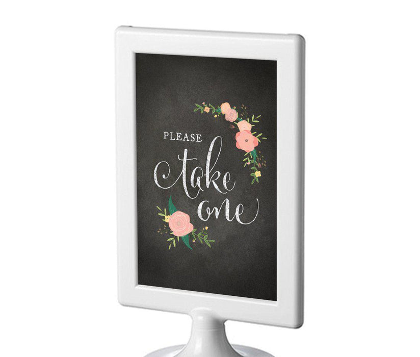Framed Chalkboard & Floral Roses Wedding Party Signs-Set of 1-Andaz Press-Please Take One-