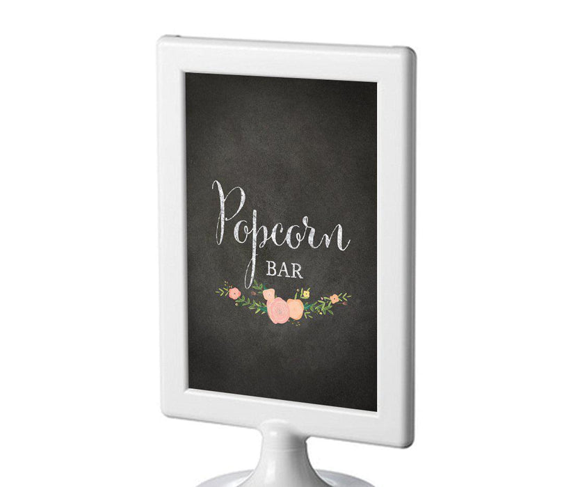 Framed Chalkboard & Floral Roses Wedding Party Signs-Set of 1-Andaz Press-Popcorn Bar-