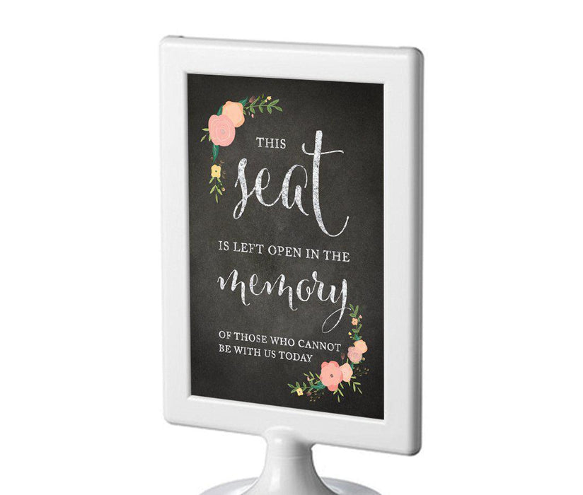 Framed Chalkboard & Floral Roses Wedding Party Signs-Set of 1-Andaz Press-This Seat Is Left Open Memorial-