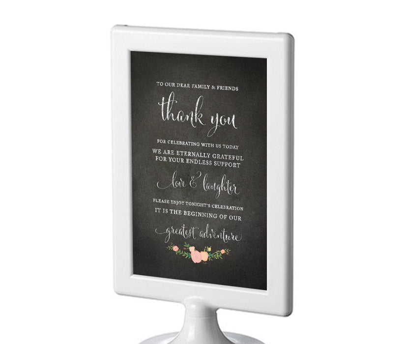 Framed Chalkboard & Floral Roses Wedding Party Signs-Set of 1-Andaz Press-To Our Family & Friends, Thank You-
