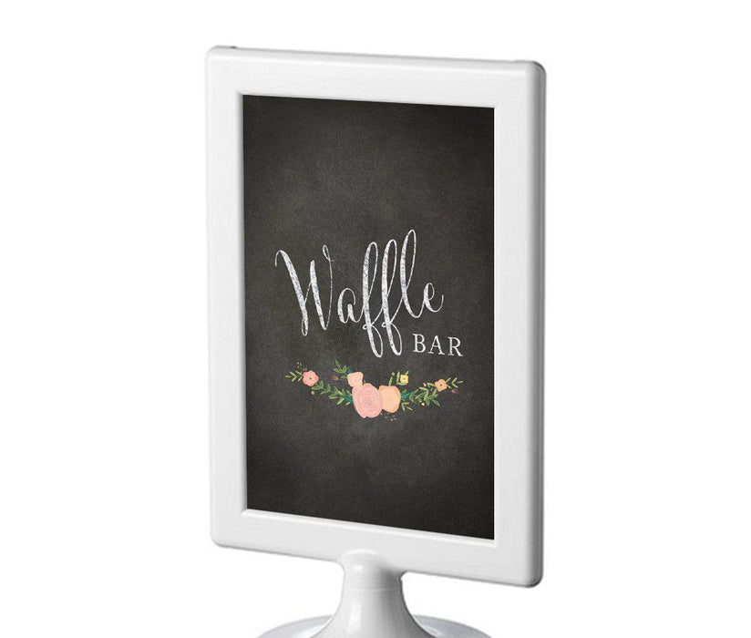 Framed Chalkboard & Floral Roses Wedding Party Signs-Set of 1-Andaz Press-Waffle Bar-