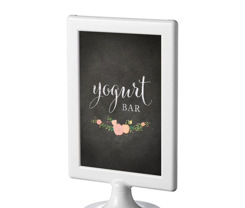 Framed Chalkboard & Floral Roses Wedding Party Signs-Set of 1-Andaz Press-Yogurt Bar-