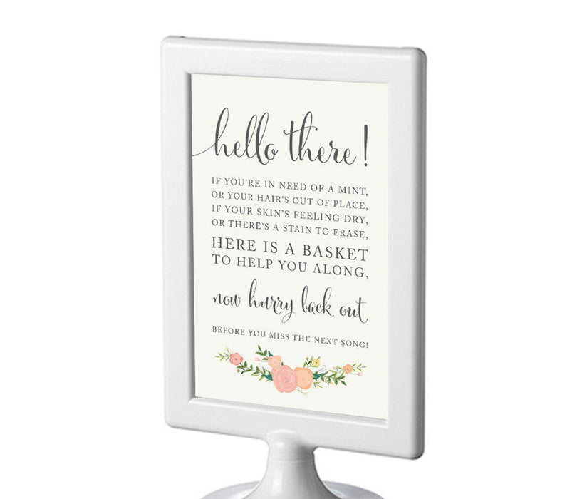 Framed Floral Roses Wedding Party Signs-Set of 1-Andaz Press-Bathroom Basket-