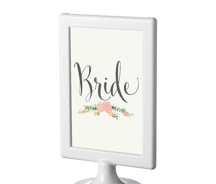 Framed Floral Roses Wedding Party Signs-Set of 1-Andaz Press-Bride-