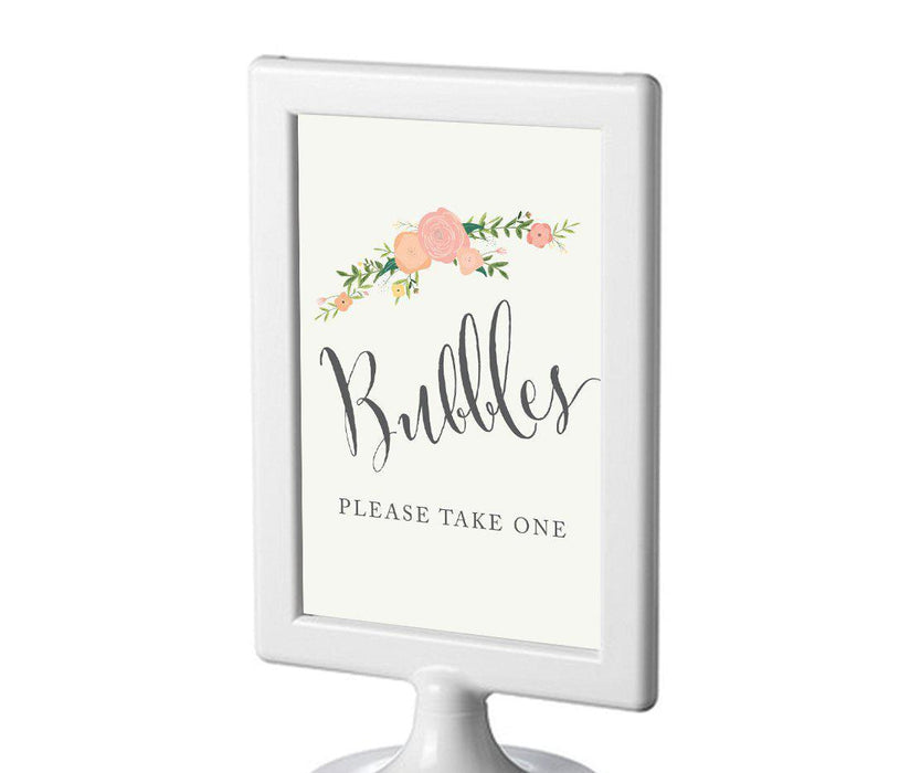 Framed Floral Roses Wedding Party Signs-Set of 1-Andaz Press-Bubbles - Please Take One-