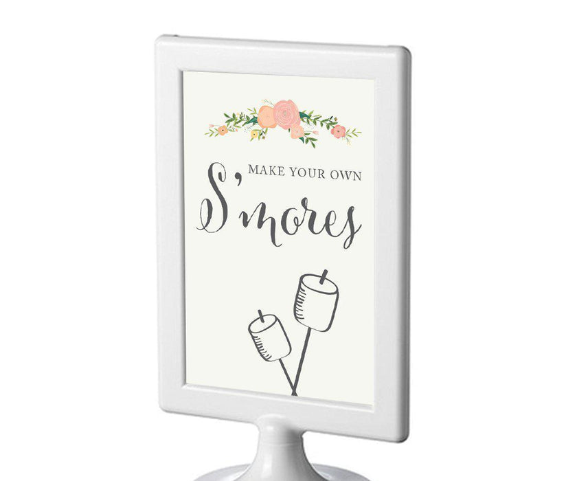 Framed Floral Roses Wedding Party Signs-Set of 1-Andaz Press-Build Your Own S'mores-