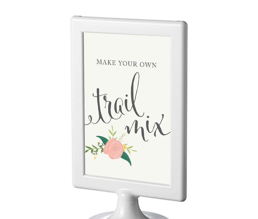 Framed Floral Roses Wedding Party Signs-Set of 1-Andaz Press-Build Your Own Trail Mix-