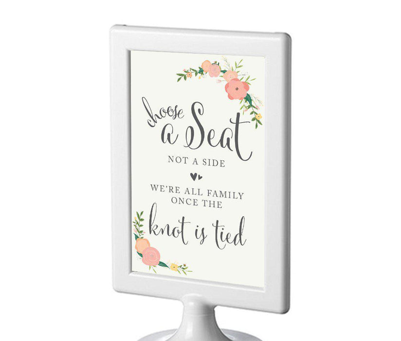 Framed Floral Roses Wedding Party Signs-Set of 1-Andaz Press-Choose A Seat, Not A Side-
