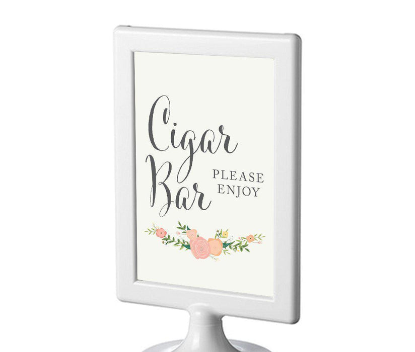 Framed Floral Roses Wedding Party Signs-Set of 1-Andaz Press-Cigar Bar-