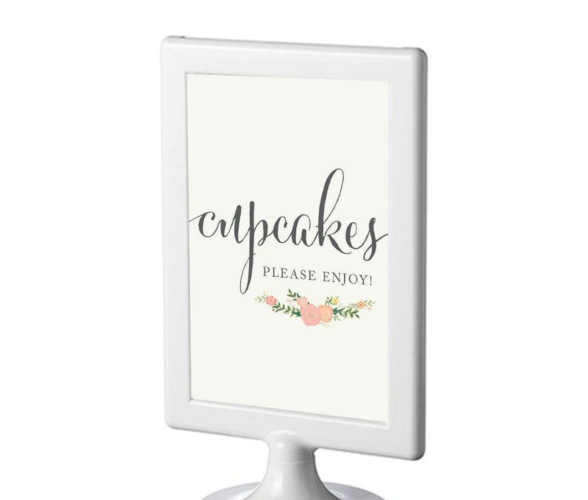 Framed Floral Roses Wedding Party Signs-Set of 1-Andaz Press-Cupcakes, Please Enjoy-