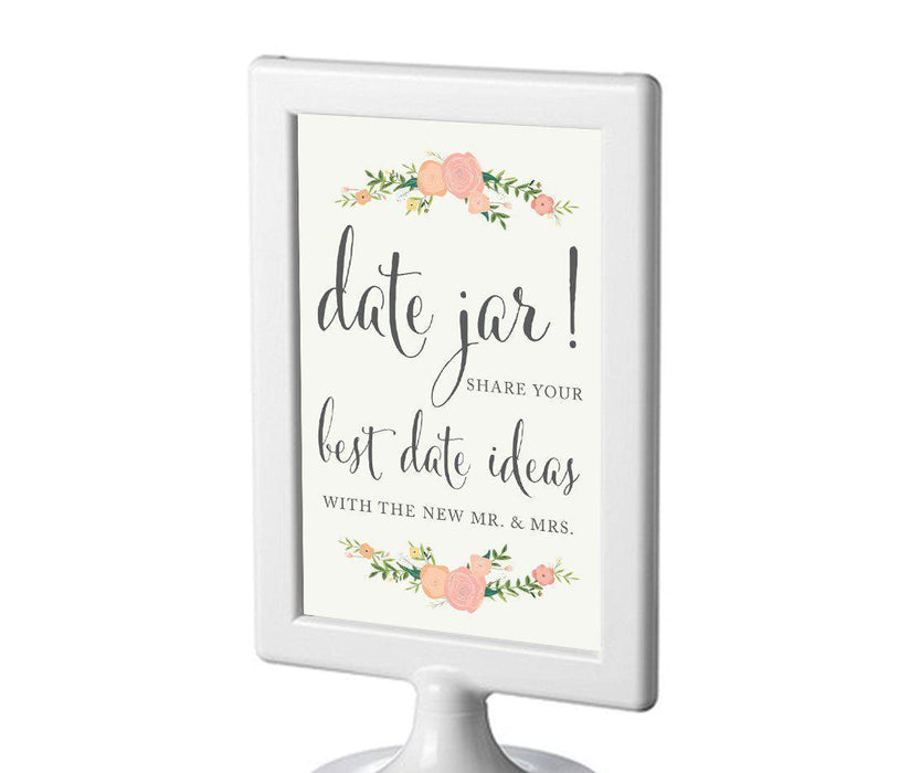 Framed Floral Roses Wedding Party Signs-Set of 1-Andaz Press-Date Jar - Share Best Date Idea-