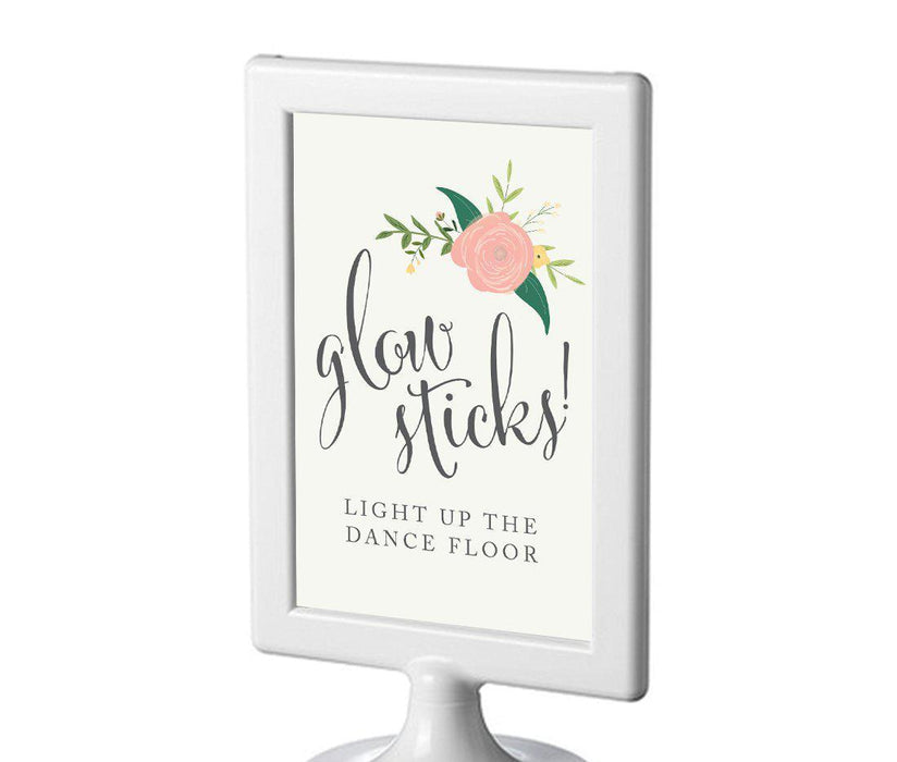 Framed Floral Roses Wedding Party Signs-Set of 1-Andaz Press-Glow Sticks, Light Up The Dance Floor-
