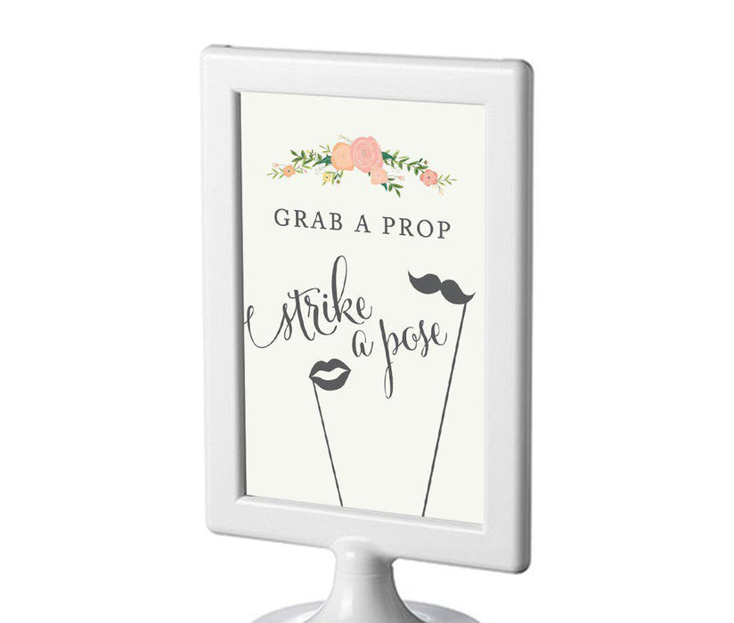 Framed Floral Roses Wedding Party Signs-Set of 1-Andaz Press-Grab A Prop & Strike A Pose-