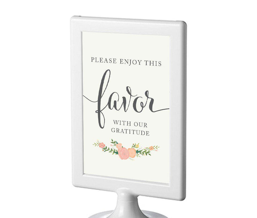 Framed Floral Roses Wedding Party Signs-Set of 1-Andaz Press-Please Enjoy Favor With Our Gratitude-