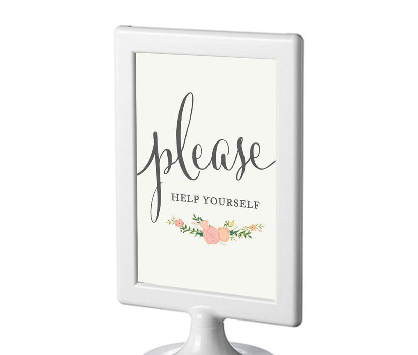 Framed Floral Roses Wedding Party Signs-Set of 1-Andaz Press-Please Help Yourself-