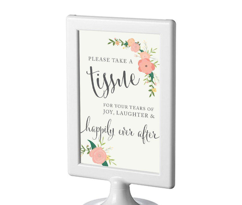 Framed Floral Roses Wedding Party Signs-Set of 1-Andaz Press-Please Take A Tissue-