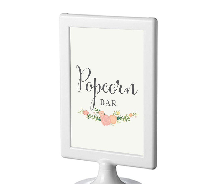 Framed Floral Roses Wedding Party Signs-Set of 1-Andaz Press-Popcorn Bar-