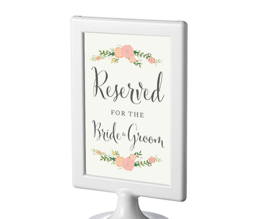 Framed Floral Roses Wedding Party Signs-Set of 1-Andaz Press-Reserved For The Bride & Groom-