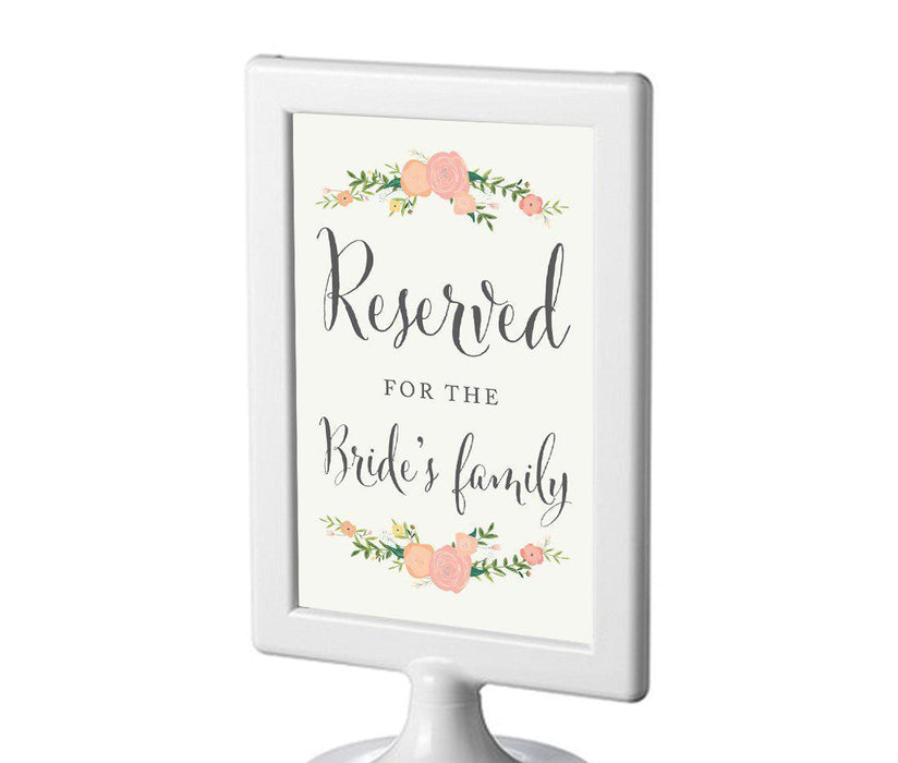Framed Floral Roses Wedding Party Signs-Set of 1-Andaz Press-Reserved For The Bride's Family-