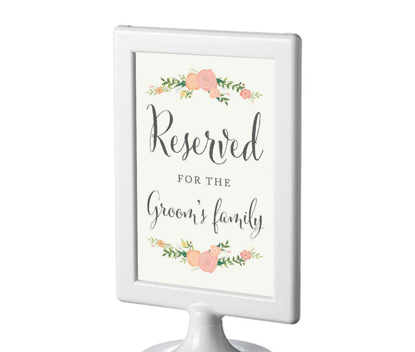 Framed Floral Roses Wedding Party Signs-Set of 1-Andaz Press-Reserved For The Groom's Family-